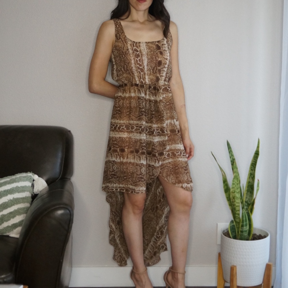 BLVD Snake Print High Low Scoop Neck Dress Sleeveless Size S